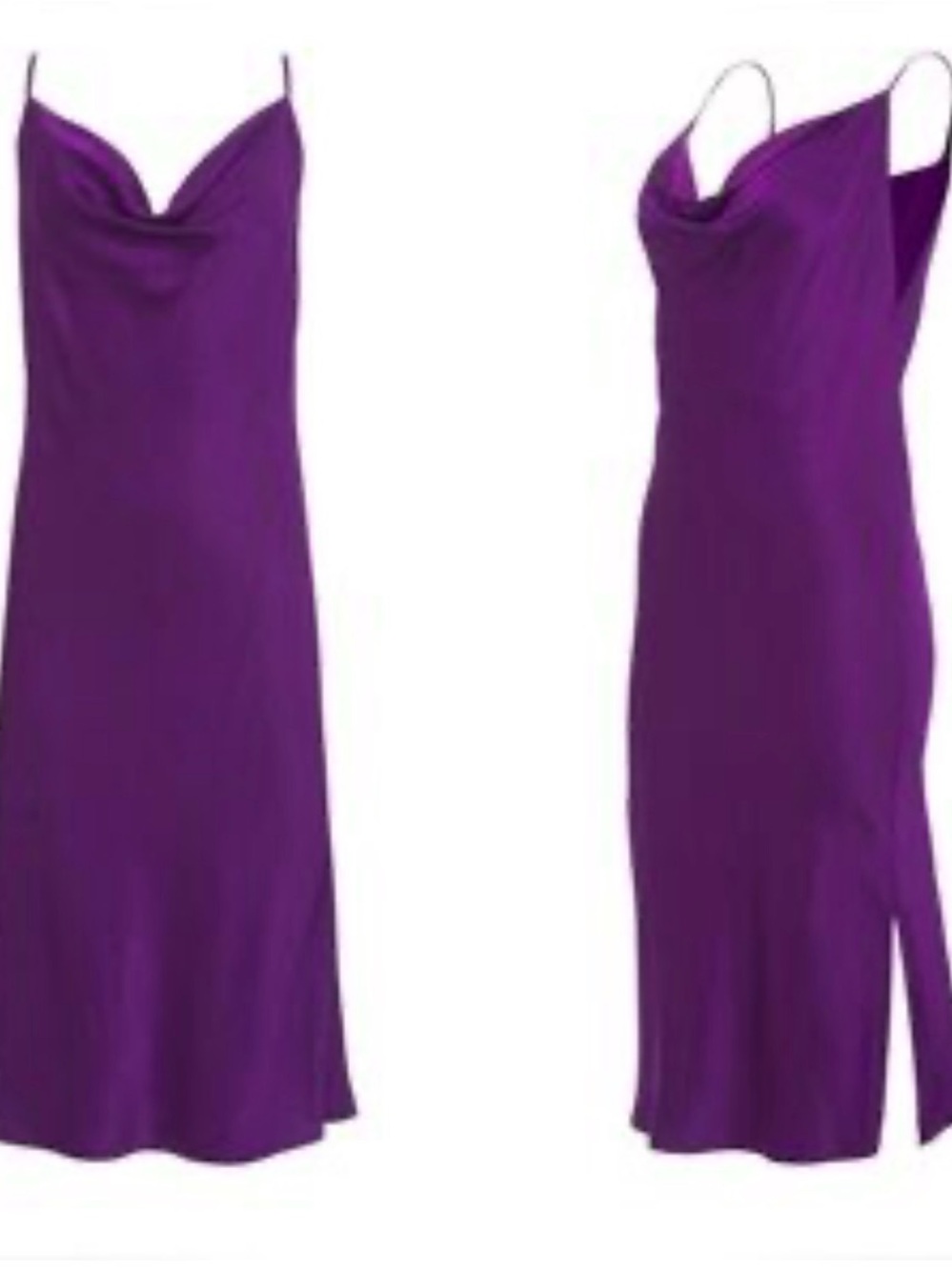 Gold Hawk Purple Cowl Neck Slip Dress